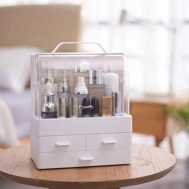 Makeup Organiser, Portable Skin Care Display Case with 3 Drawer
