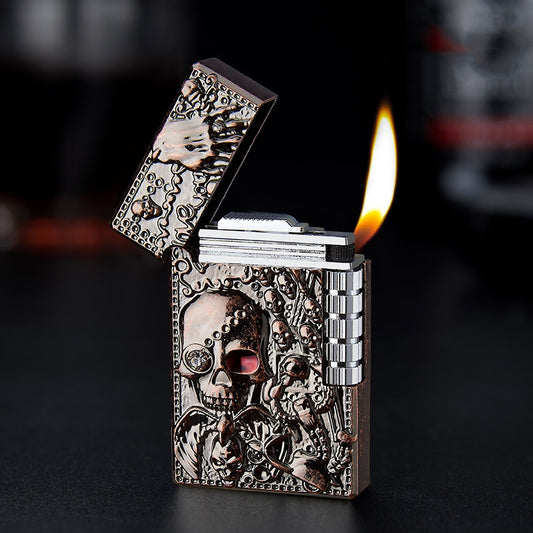 SKULL SIDE PULLEY GAZ LIGHTER