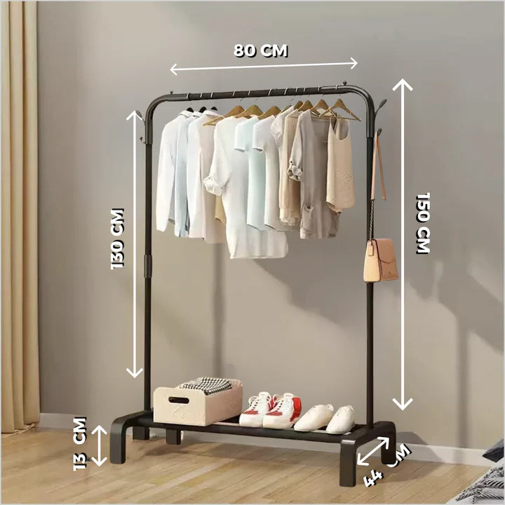 Clothing Hanger Stand With Storage shelf (96*45*150)